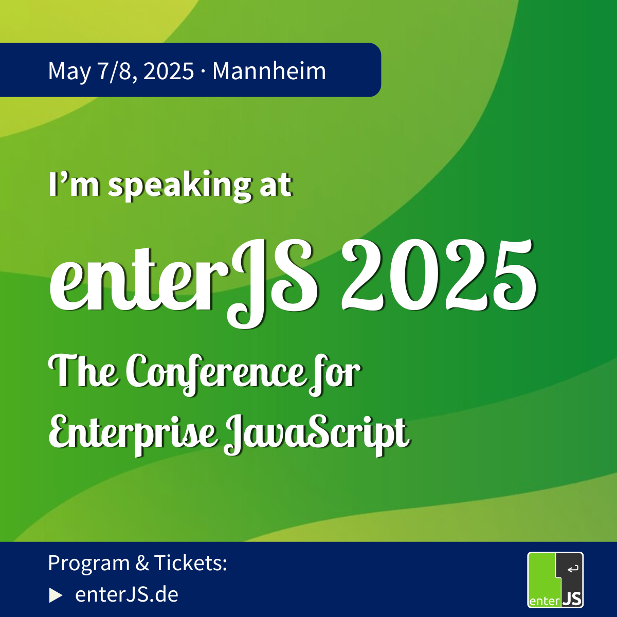 I'm speaking at Product Owner Days. May 7/8, 2025 Mannheim. Program & Tickets: enterJS.de.